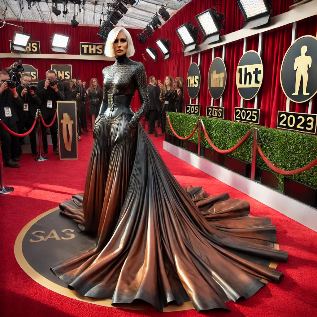 Demi Moore's Leather Gown at the 2025 SAG Awards Features a Surprising Drop-Waist Silk Skirt
