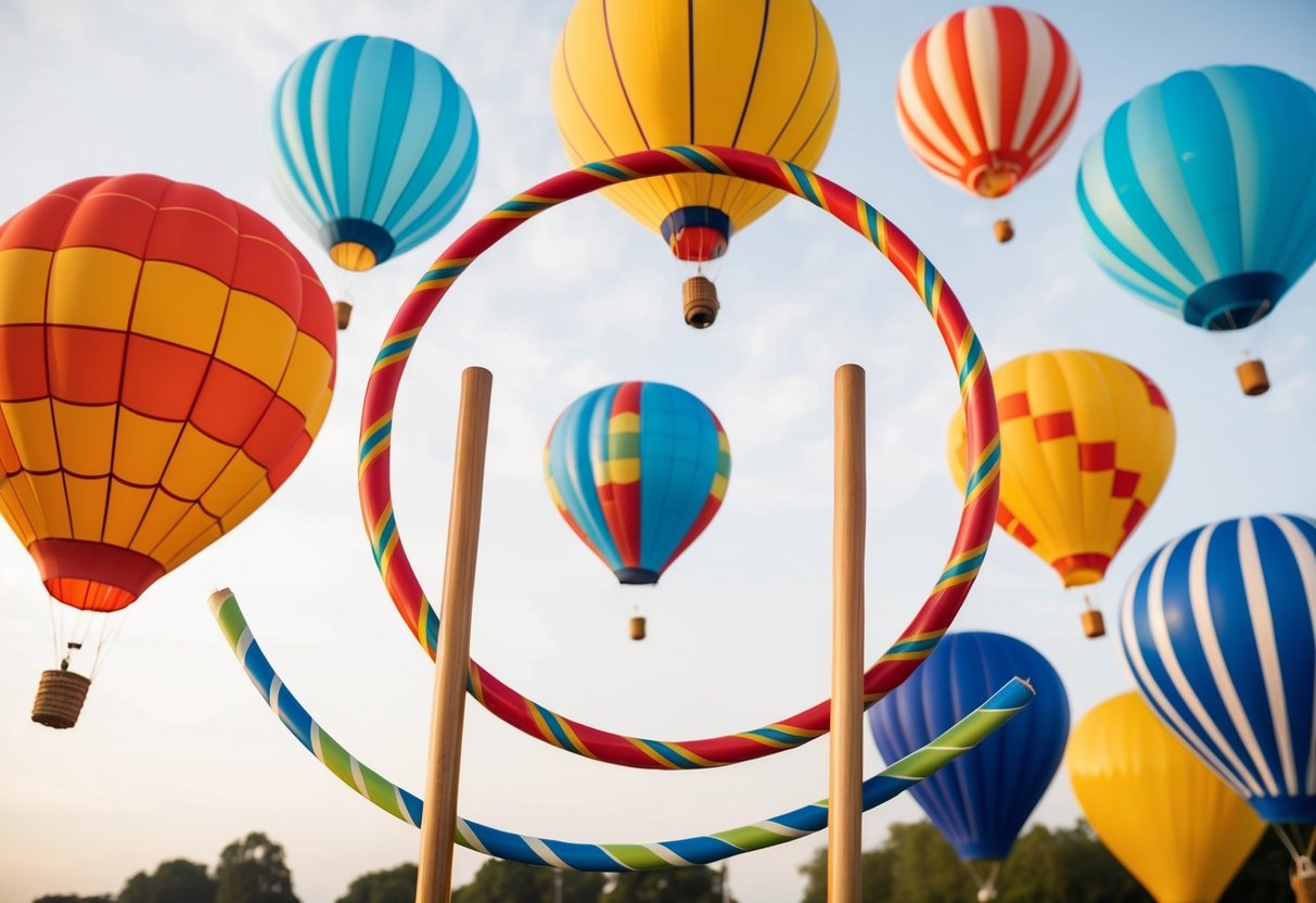 Hula hoops and dowels create frames for 5 hot air balloon decorations